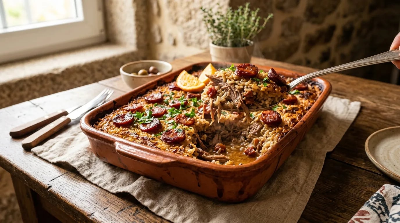 O Verdadeiro Arroz de Pato à Moda Antiga: Segredos do Caldo Rico e da Crosta Dourada no Forno