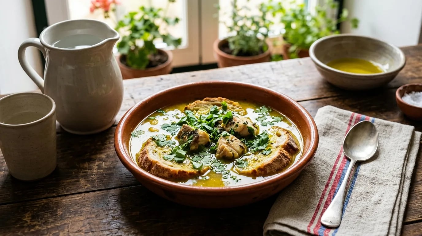 A Verdadeira Sopa de Cação à Alentejana da Avó Lurdes: Segredos do Piso de Poejos Frescos, da Farinha Tostada e do Caldo Aveludado