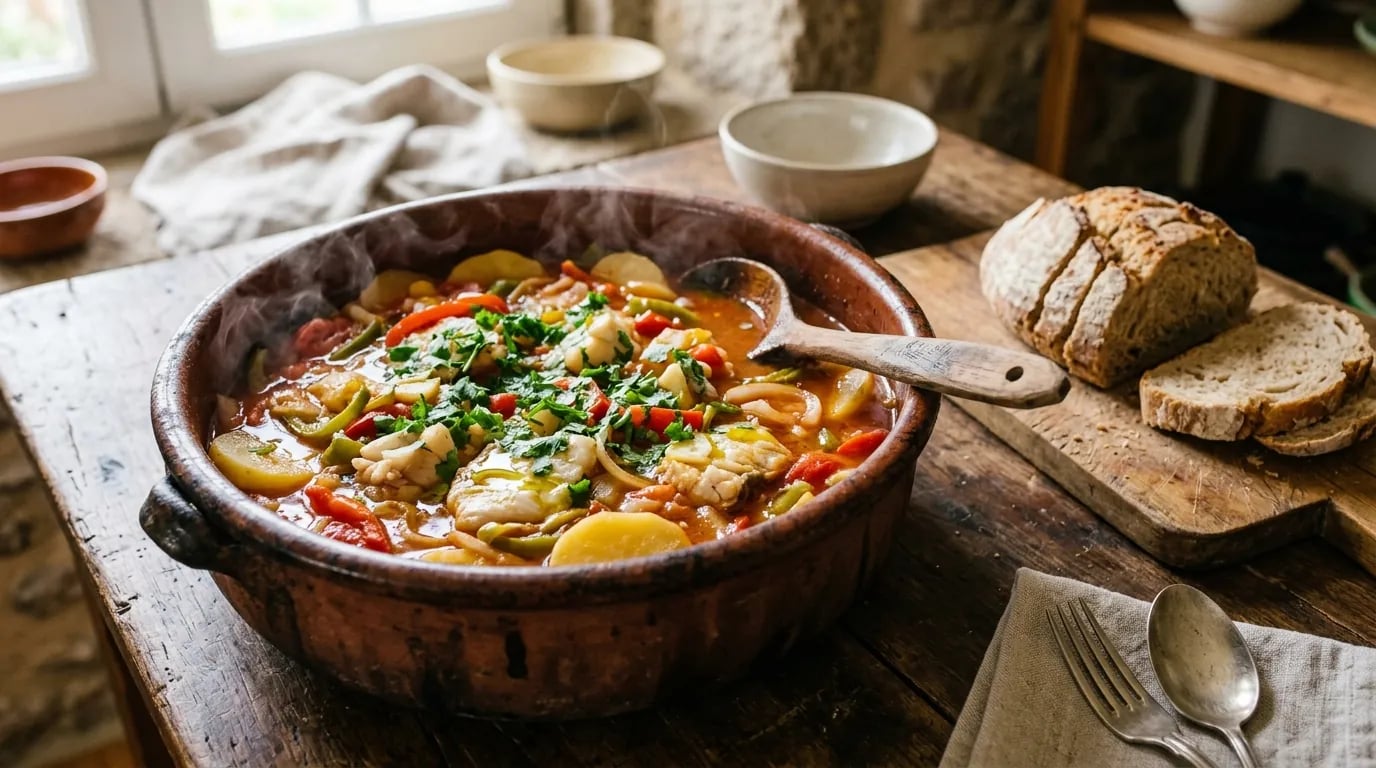A Tradicional Caldeirada de Peixe à Moda dos Pescadores da Avó Lurdes: Segredos das Camadas no Tacho de Barro, do Pimento e do Caldo Rico para Molhar o Pão